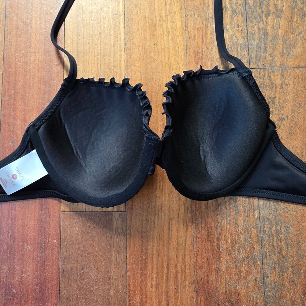 NWOT Shade & Shore Black Molded String Bikini Top Size 34C - Picture 10 of 12